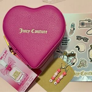 Juicy Couture Fuchsia Heart Pouch with Accessories